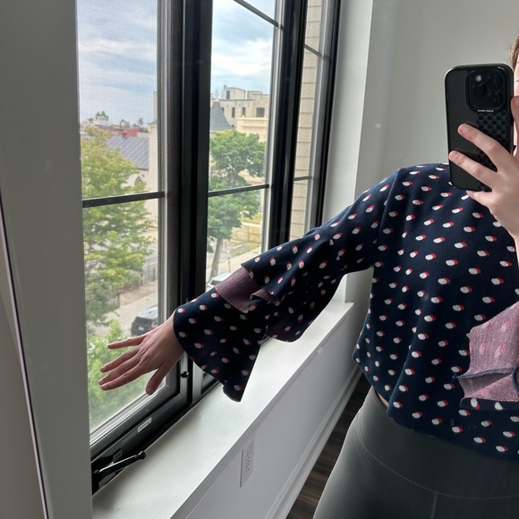 Polka Dot Cropped Tutleneck Top with Tie Sleeves - Picture 3 of 8